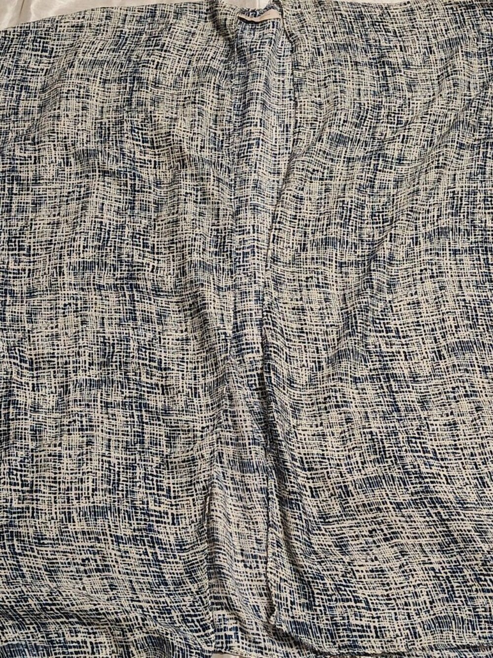 Loft women's sheer open short sleeve cardigan top sizeXL cream navy blue